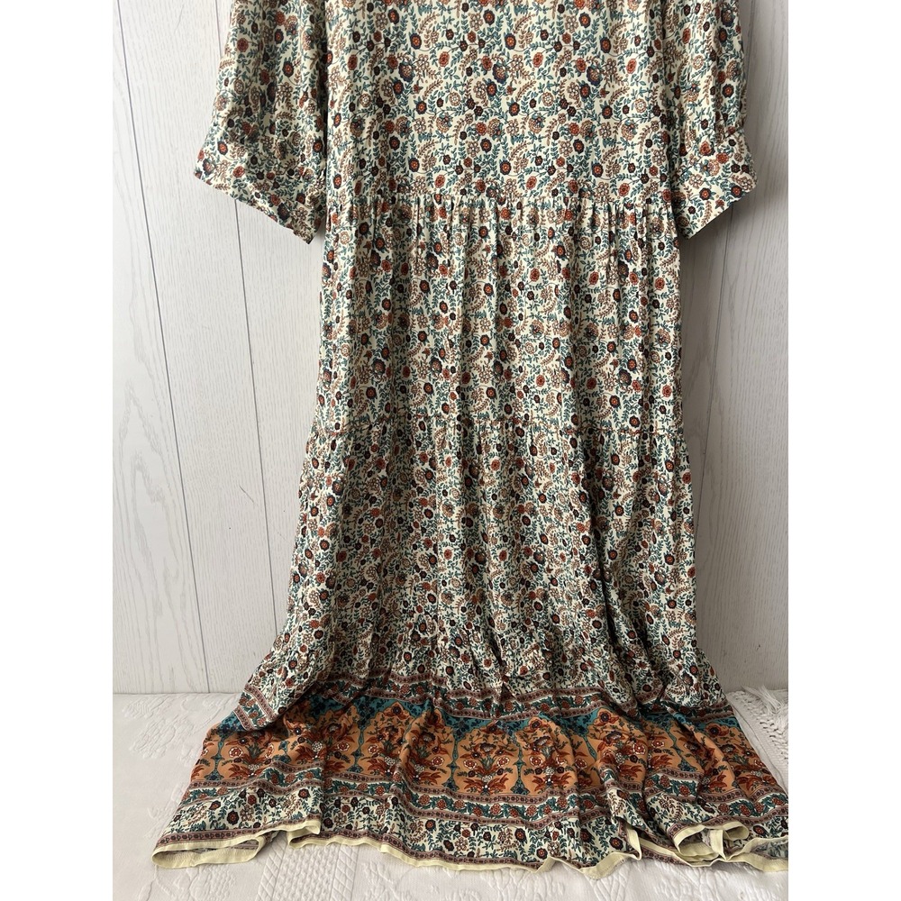 Natural Life Womens Floral Maxi Dress Size Medium Short Ballon Sleeve Boho - Picture 6 of 13